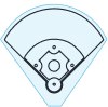 Vertical line drawing of a baseball field with a highlighted polygon outlining the entire field